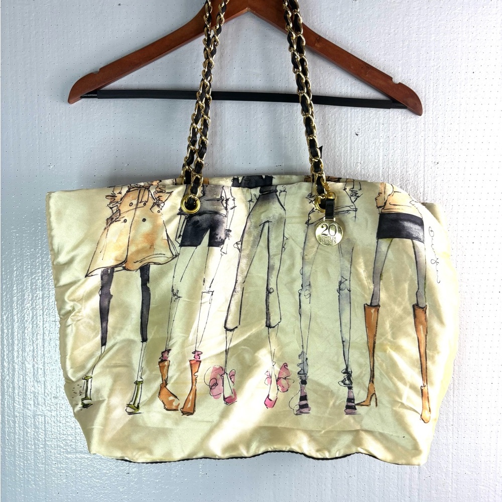 DSW Black and Gold Satin Shoe Fashion Shoulder Bag with Chain Strap